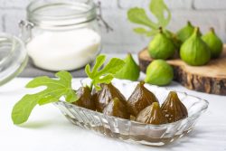 incir reçeli Green fresh fig jam, Turkish dessert. (Turkish name; incir receli)
